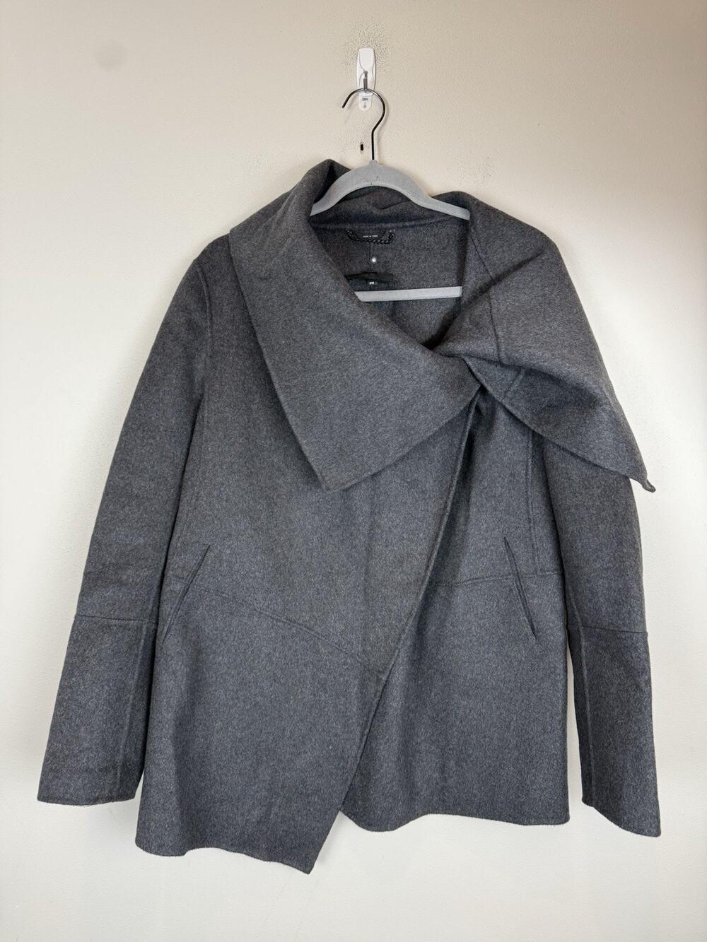 Mackage Women’s Montreal Wool blend Draped Wrap Jacket Gray Coat Gray
